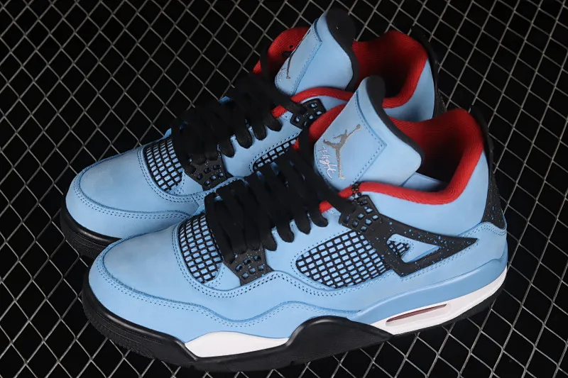 All categories Air Jordan Jordan series basketball shoes Air Jordan 4 foreign trade version Travis Scott Cactus Jack x Air Jordan 4 Retro Joe 4 AJ4 joint model Suede blue 308497-406